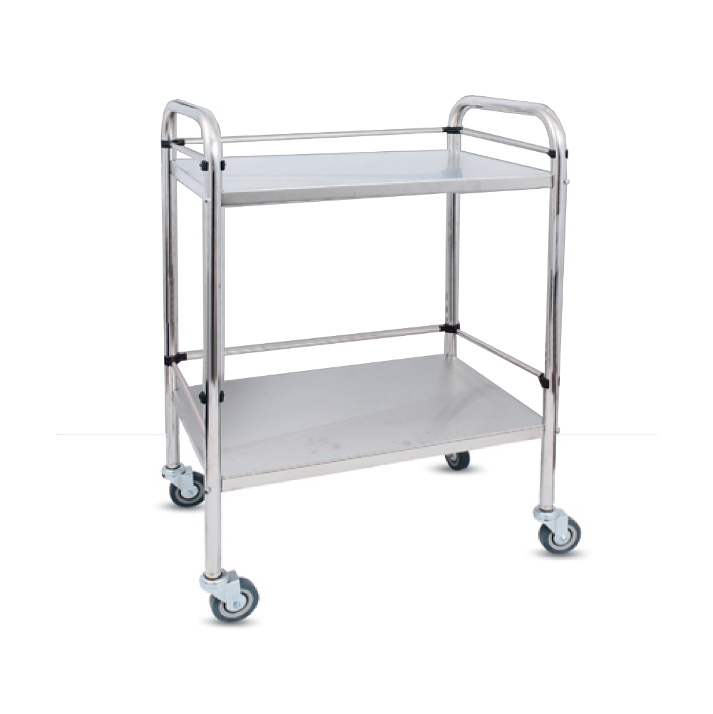 Guéridon en inox à 02 plateaux