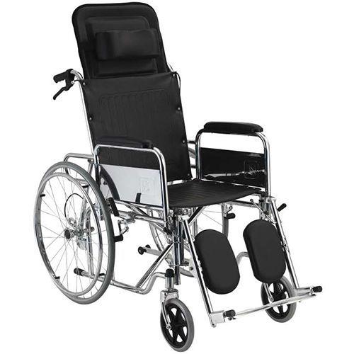 Fauteuil roulant adulte en acier chrome dossier inclinable
