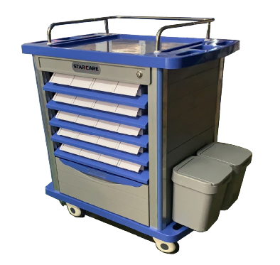 Chariot pour médicament avec étagères sur roues