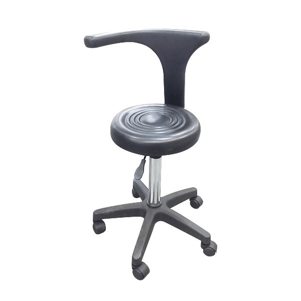 Tabouret avec dossier et assise ergonomique a hauteur variable sur roue noir